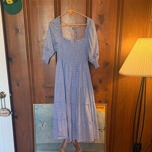 Hill House Long Sleeve Blue Check Dress